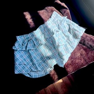 Plaid mini ruffle skirt